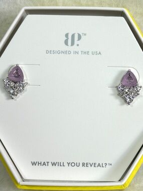 Bomb Party Earrings An Ornate Detail RBP8826 Purple Kunzite Quartz Rhodium New